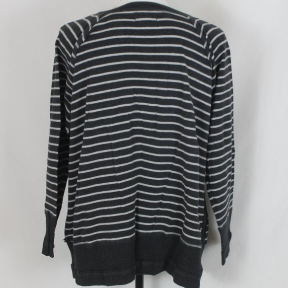 AXCESS HENLEY SWEATER WOMAN SIZE XL DARK & LIGHT GRAY STRIPED BUTTON FRONT L/S - Picture 8 of 11